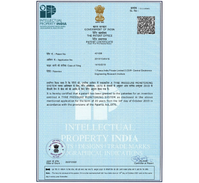 Patent Certificate
